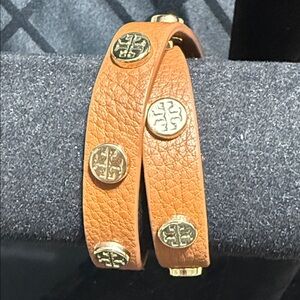 Set of 2 Tory Burch Leather Wrap Bracelets